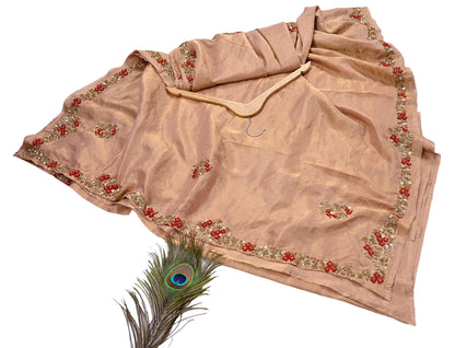 Rare Vintage Golden Peach Pure Tissue Silk Saree Zardozi Hand Embroidered Designer Sabyasachi Sari 5.5 Yard Bollywood Party Wear