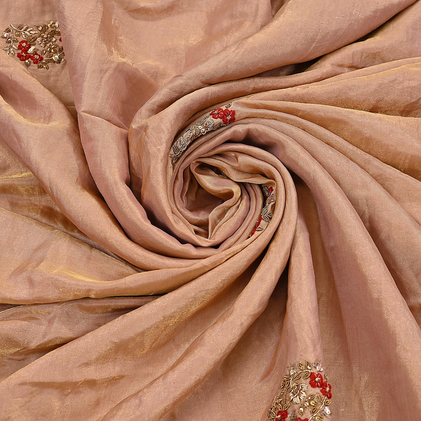 Rare Vintage Golden Peach Pure Tissue Silk Saree Zardozi Hand Embroidered Designer Sabyasachi Sari 5.5 Yard Bollywood Party Wear