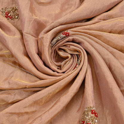 Rare Vintage Golden Peach Pure Tissue Silk Saree Zardozi Hand Embroidered Designer Sabyasachi Sari 5.5 Yard Bollywood Party Wear