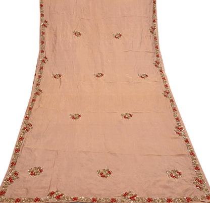 Rare Vintage Golden Peach Pure Tissue Silk Saree Zardozi Hand Embroidered Designer Sabyasachi Sari 5.5 Yard Bollywood Party Wear