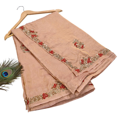Rare Vintage Golden Peach Pure Tissue Silk Saree Zardozi Hand Embroidered Designer Sabyasachi Sari 5.5 Yard Bollywood Party Wear