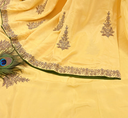 Rare Vintage Yellow Pure Silk Saree Zardozi Hand Embroidered Designer Sabyasachi Sari 5.5 Yard Bollywood Party Wear