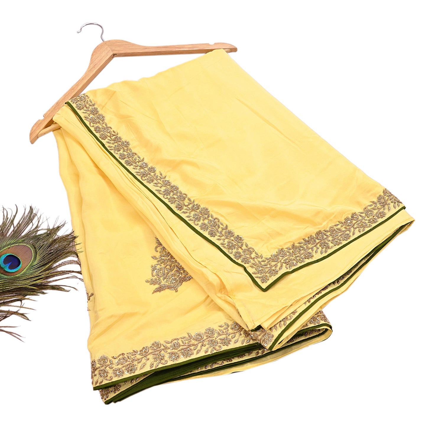 Rare Vintage Yellow Pure Silk Saree Zardozi Hand Embroidered Designer Sabyasachi Sari 5.5 Yard Bollywood Party Wear