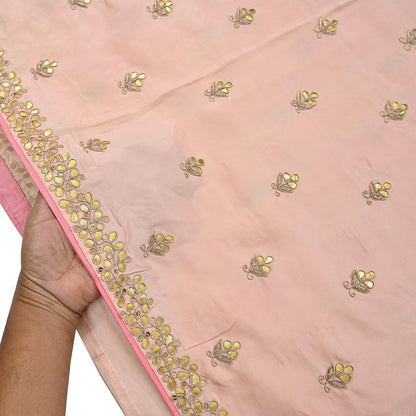 Rare Vintage Peach Pure Silk Saree Zardozi Gota Hand Embroidered Designer Sabyasachi Sari 5.5 Yard Bollywood Party Wear