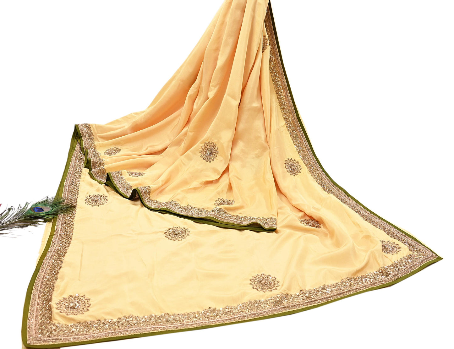 Rare Vintage Yellow Pure Silk Saree Zardozi Hand Embroidered Designer Sabyasachi Sari 5.5 Yard Bollywood Party Wear