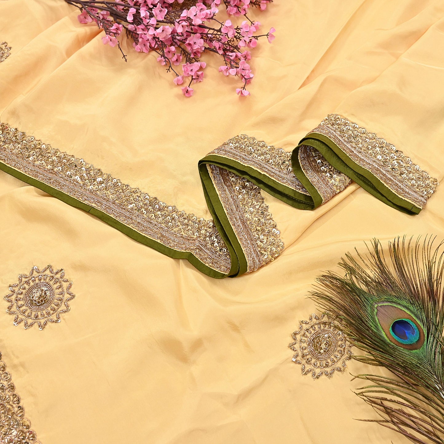 Rare Vintage Yellow Pure Silk Saree Zardozi Hand Embroidered Designer Sabyasachi Sari 5.5 Yard Bollywood Party Wear