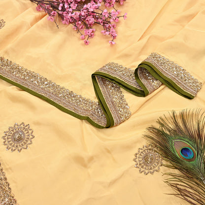 Rare Vintage Yellow Pure Silk Saree Zardozi Hand Embroidered Designer Sabyasachi Sari 5.5 Yard Bollywood Party Wear