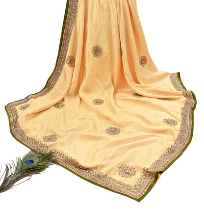 Rare Vintage Yellow Pure Silk Saree Zardozi Hand Embroidered Designer Sabyasachi Sari 5.5 Yard Bollywood Party Wear