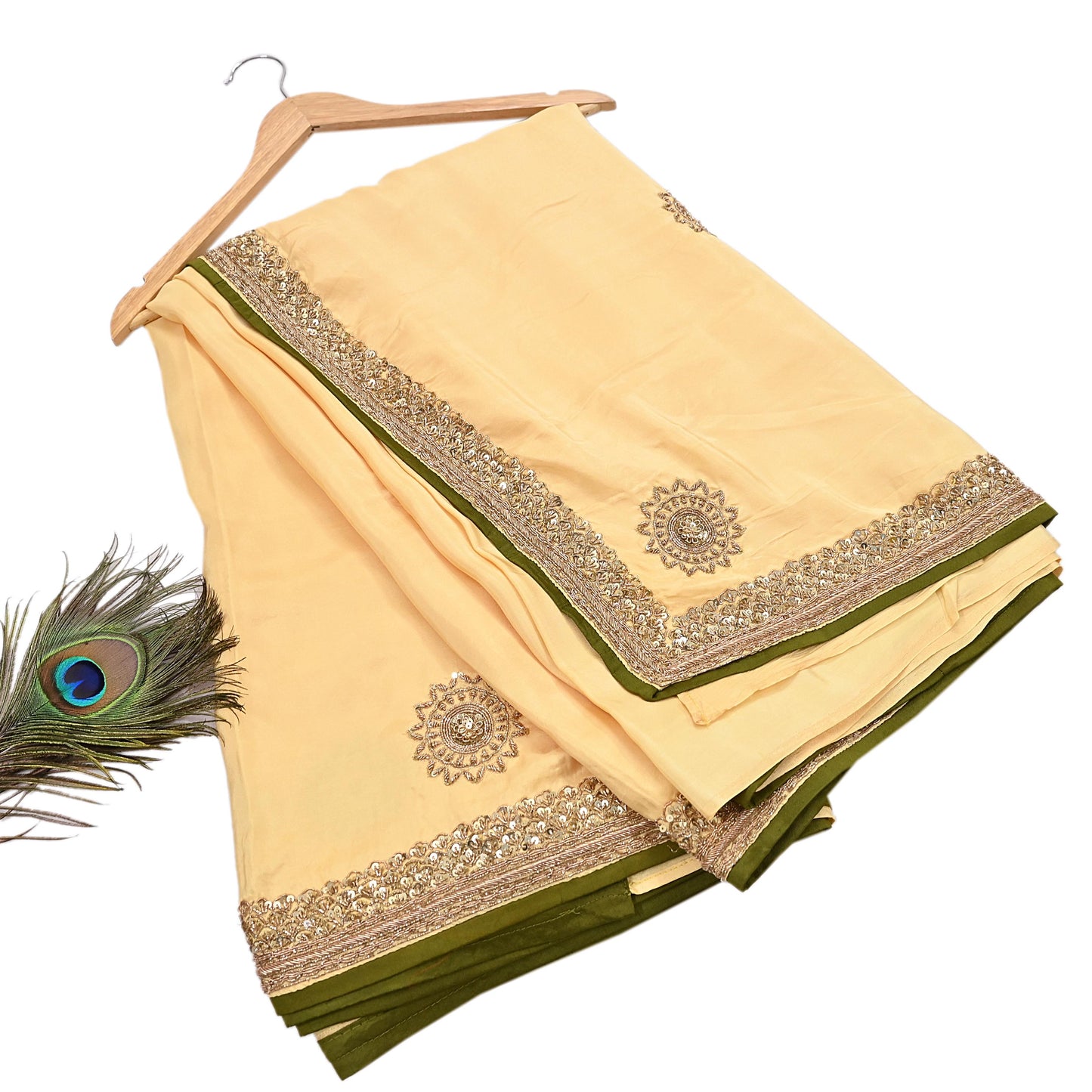 Rare Vintage Yellow Pure Silk Saree Zardozi Hand Embroidered Designer Sabyasachi Sari 5.5 Yard Bollywood Party Wear