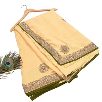 Rare Vintage Yellow Pure Silk Saree Zardozi Hand Embroidered Designer Sabyasachi Sari 5.5 Yard Bollywood Party Wear