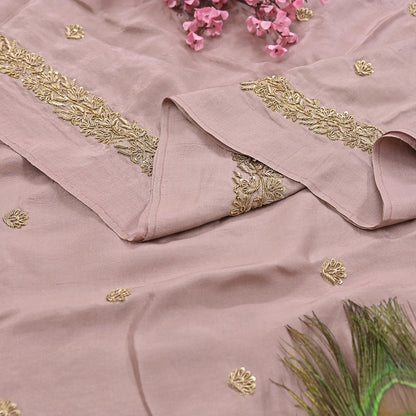 Rare Vintage Dusty Rose Pink Pure Silk Saree Zardozi Hand Embroidered Designer Sabyasachi Sari 5.5 Yard Bollywood Party Wear