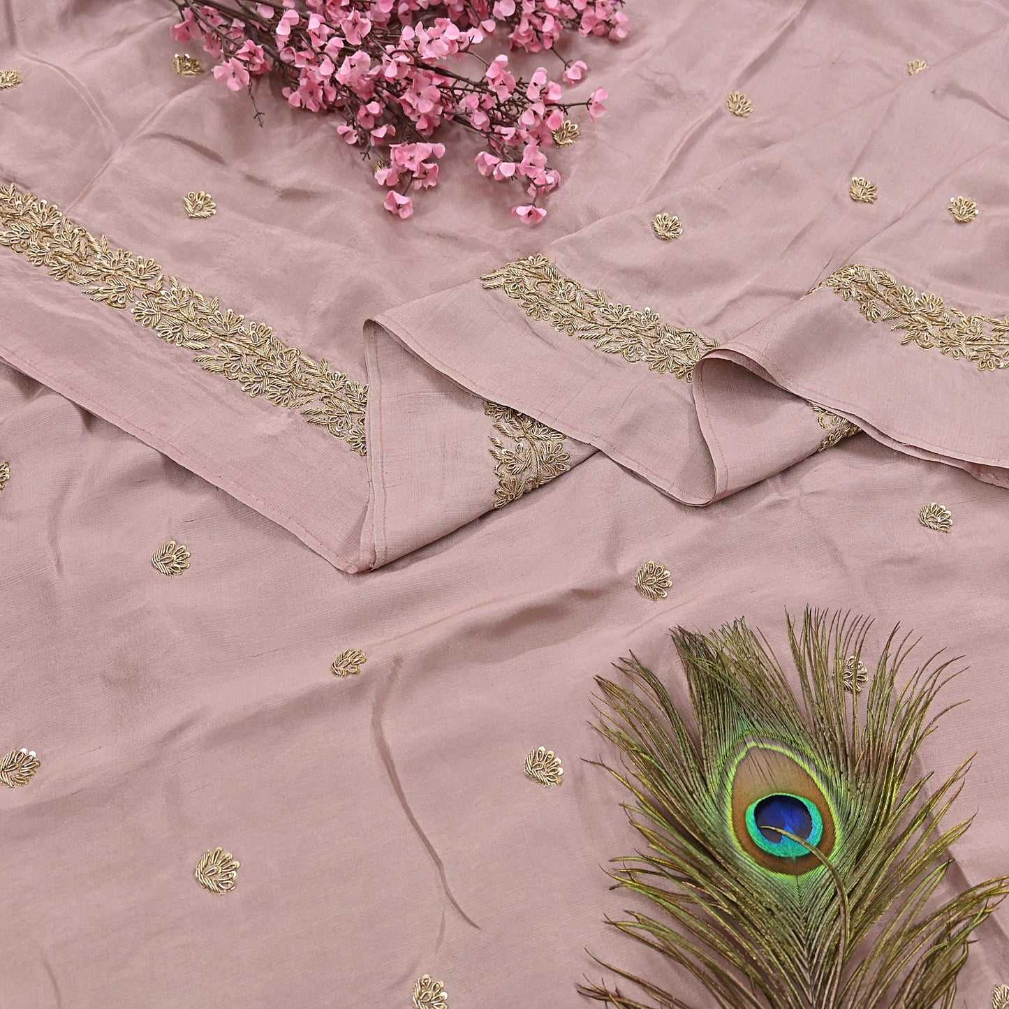Rare Vintage Dusty Rose Pink Pure Silk Saree Zardozi Hand Embroidered Designer Sabyasachi Sari 5.5 Yard Bollywood Party Wear