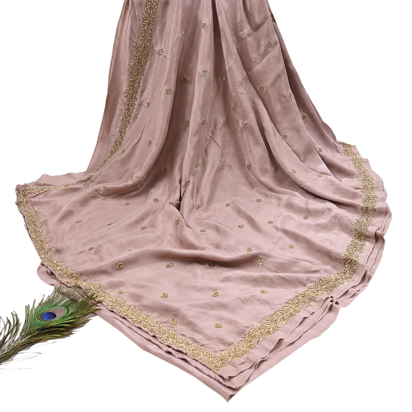 Rare Vintage Dusty Rose Pink Pure Silk Saree Zardozi Hand Embroidered Designer Sabyasachi Sari 5.5 Yard Bollywood Party Wear