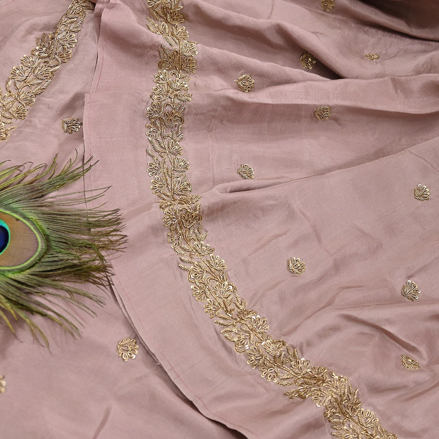Rare Vintage Dusty Rose Pink Pure Silk Saree Zardozi Hand Embroidered Designer Sabyasachi Sari 5.5 Yard Bollywood Party Wear