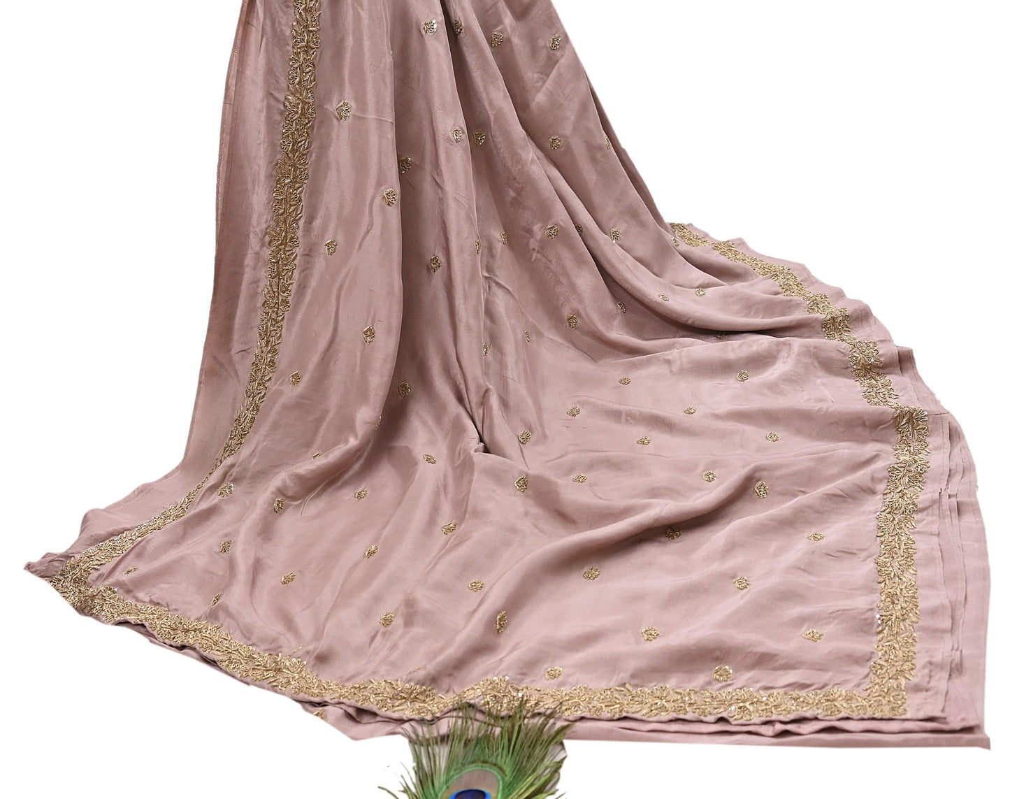 Rare Vintage Dusty Rose Pink Pure Silk Saree Zardozi Hand Embroidered Designer Sabyasachi Sari 5.5 Yard Bollywood Party Wear