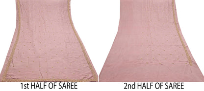 Rare Vintage Dusty Rose Pink Pure Silk Saree Zardozi Hand Embroidered Designer Sabyasachi Sari 5.5 Yard Bollywood Party Wear