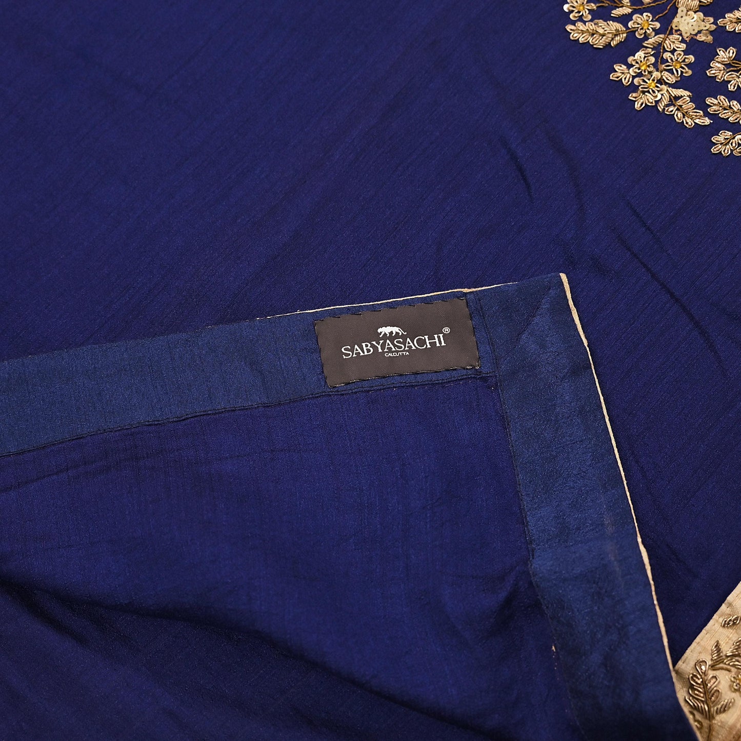 Rare Vintage Deep Blue Pure Silk Saree Zardozi Hand Embroidered Designer Sabyasachi Sari 5.5 Yard Bollywood Party Wear