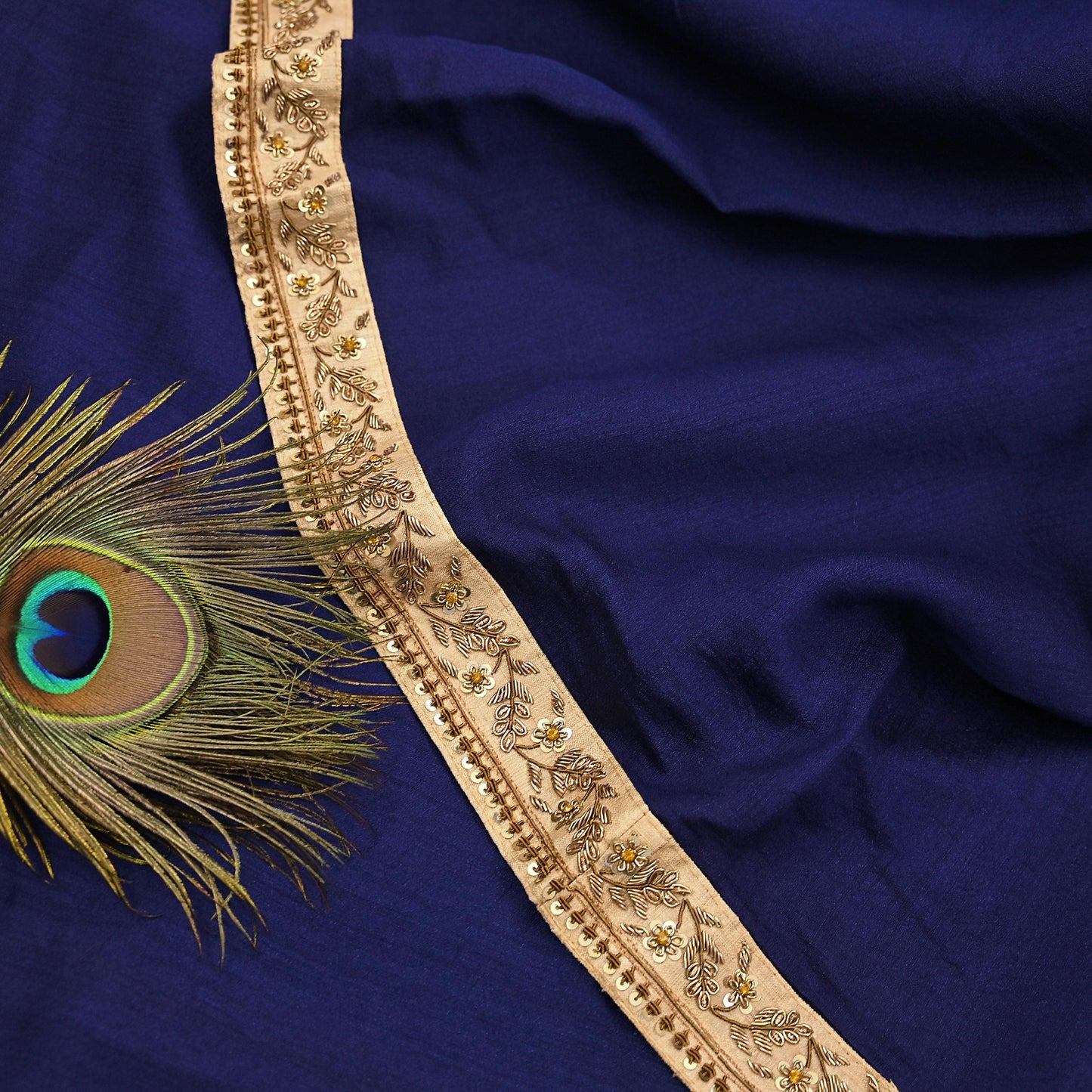 Rare Vintage Deep Blue Pure Silk Saree Zardozi Hand Embroidered Designer Sabyasachi Sari 5.5 Yard Bollywood Party Wear