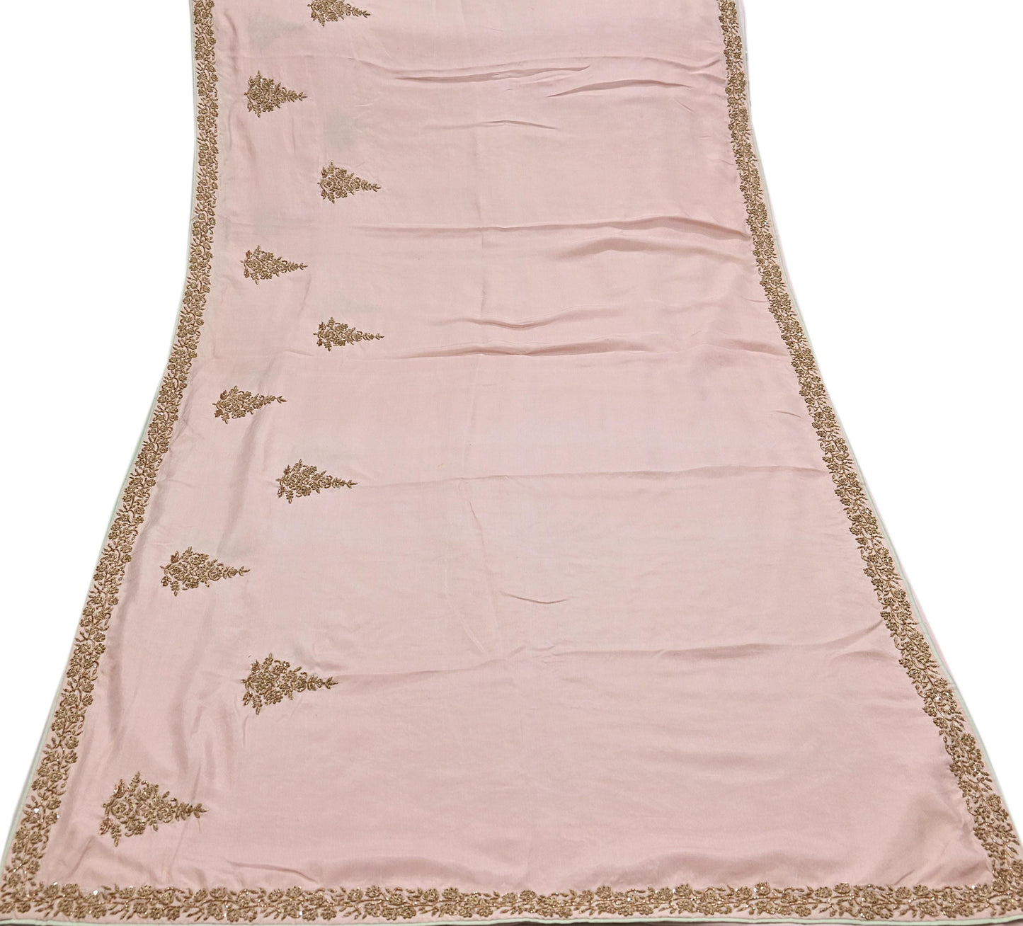 Rare Vintage Peach Pure Silk Saree Zardozi Hand Embroidered Designer Sabyasachi Sari 5.5 Yard Bollywood Party Wear