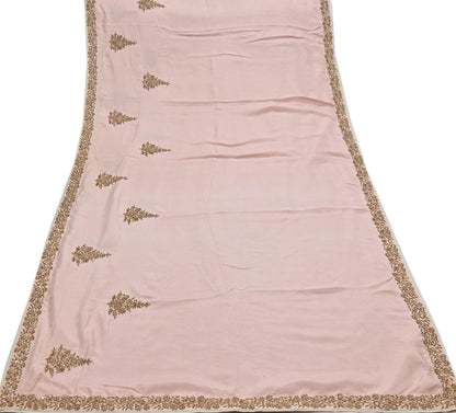 Rare Vintage Peach Pure Silk Saree Zardozi Hand Embroidered Designer Sabyasachi Sari 5.5 Yard Bollywood Party Wear