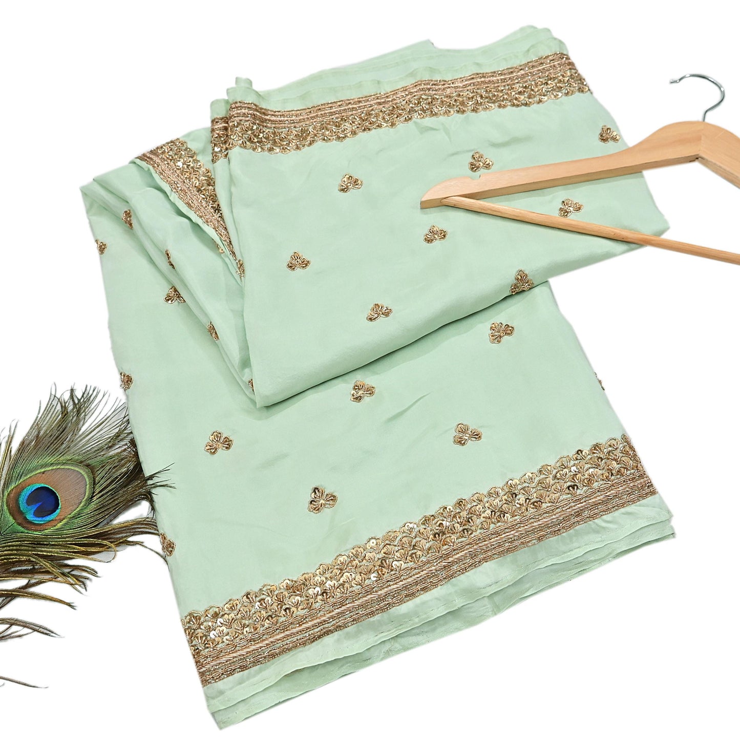 Rare Vintage Pista Green Pure Silk Saree Zardozi Hand Embroidered Designer Sabyasachi Sari 6 Yard Bollywood Party Wear