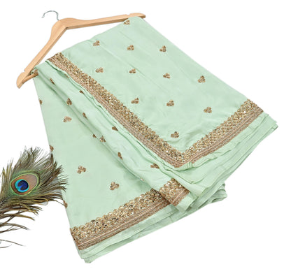 Rare Vintage Pista Green Pure Silk Saree Zardozi Hand Embroidered Designer Sabyasachi Sari 6 Yard Bollywood Party Wear