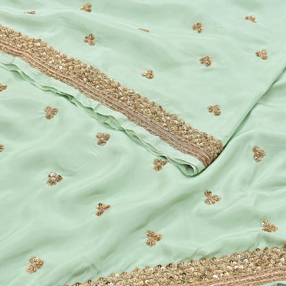 Rare Vintage Pista Green Pure Silk Saree Zardozi Hand Embroidered Designer Sabyasachi Sari 6 Yard Bollywood Party Wear