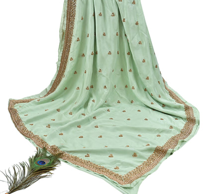 Rare Vintage Pista Green Pure Silk Saree Zardozi Hand Embroidered Designer Sabyasachi Sari 6 Yard Bollywood Party Wear