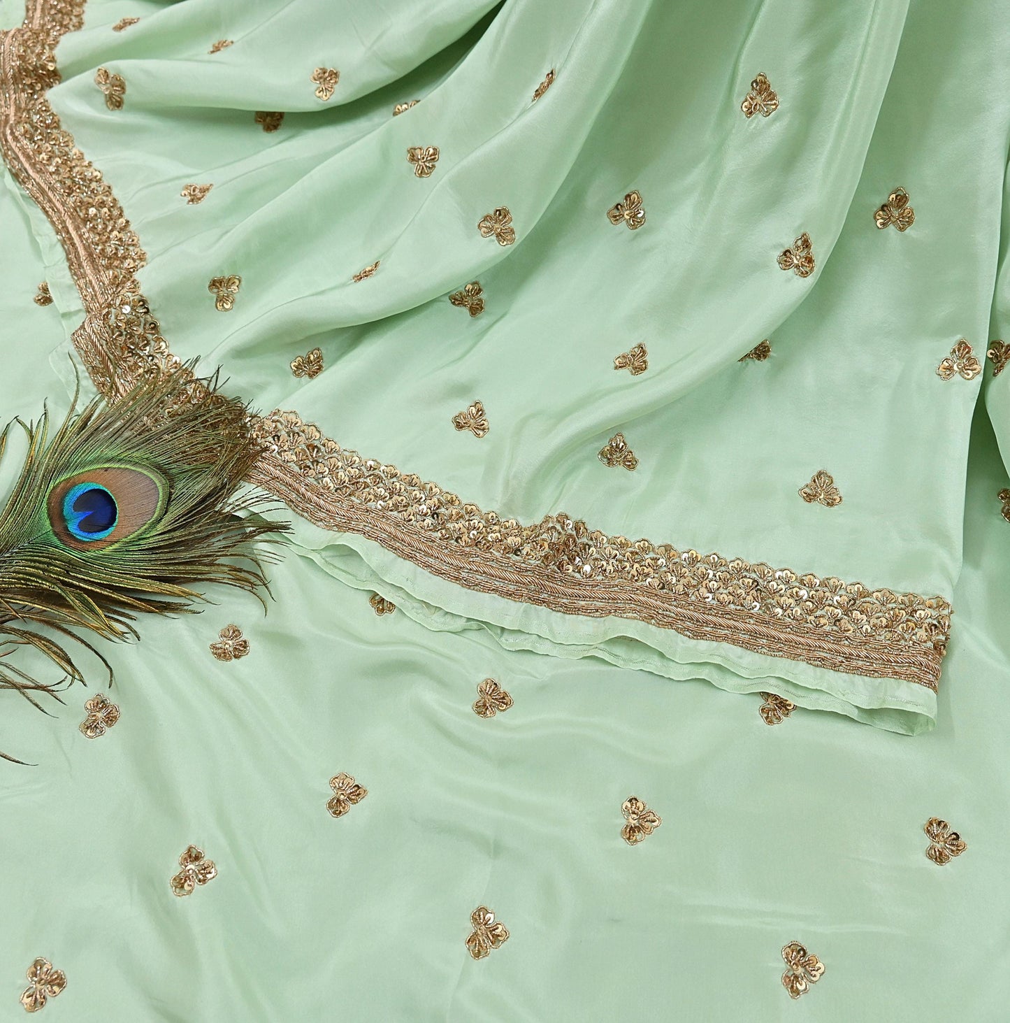 Rare Vintage Pista Green Pure Silk Saree Zardozi Hand Embroidered Designer Sabyasachi Sari 6 Yard Bollywood Party Wear