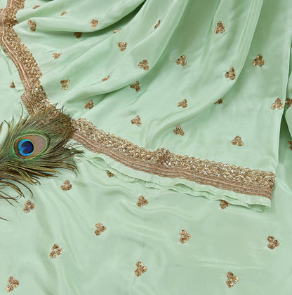 Rare Vintage Pista Green Pure Silk Saree Zardozi Hand Embroidered Designer Sabyasachi Sari 6 Yard Bollywood Party Wear