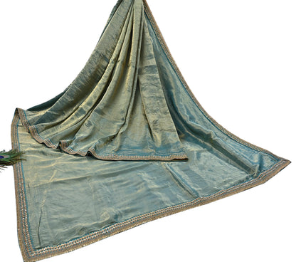 Rare Vintage Golden Green Pure Tissue Silk Saree Zardozi Hand Embroidered Designer Sabyasachi Sari 5.5 Yard Bollywood Party Wear