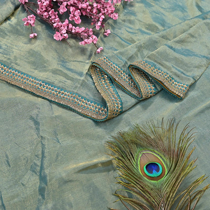 Rare Vintage Golden Green Pure Tissue Silk Saree Zardozi Hand Embroidered Designer Sabyasachi Sari 5.5 Yard Bollywood Party Wear