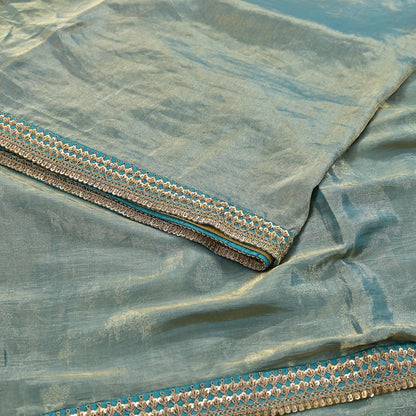 Rare Vintage Golden Green Pure Tissue Silk Saree Zardozi Hand Embroidered Designer Sabyasachi Sari 5.5 Yard Bollywood Party Wear