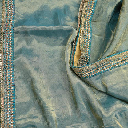 Rare Vintage Golden Green Pure Tissue Silk Saree Zardozi Hand Embroidered Designer Sabyasachi Sari 5.5 Yard Bollywood Party Wear