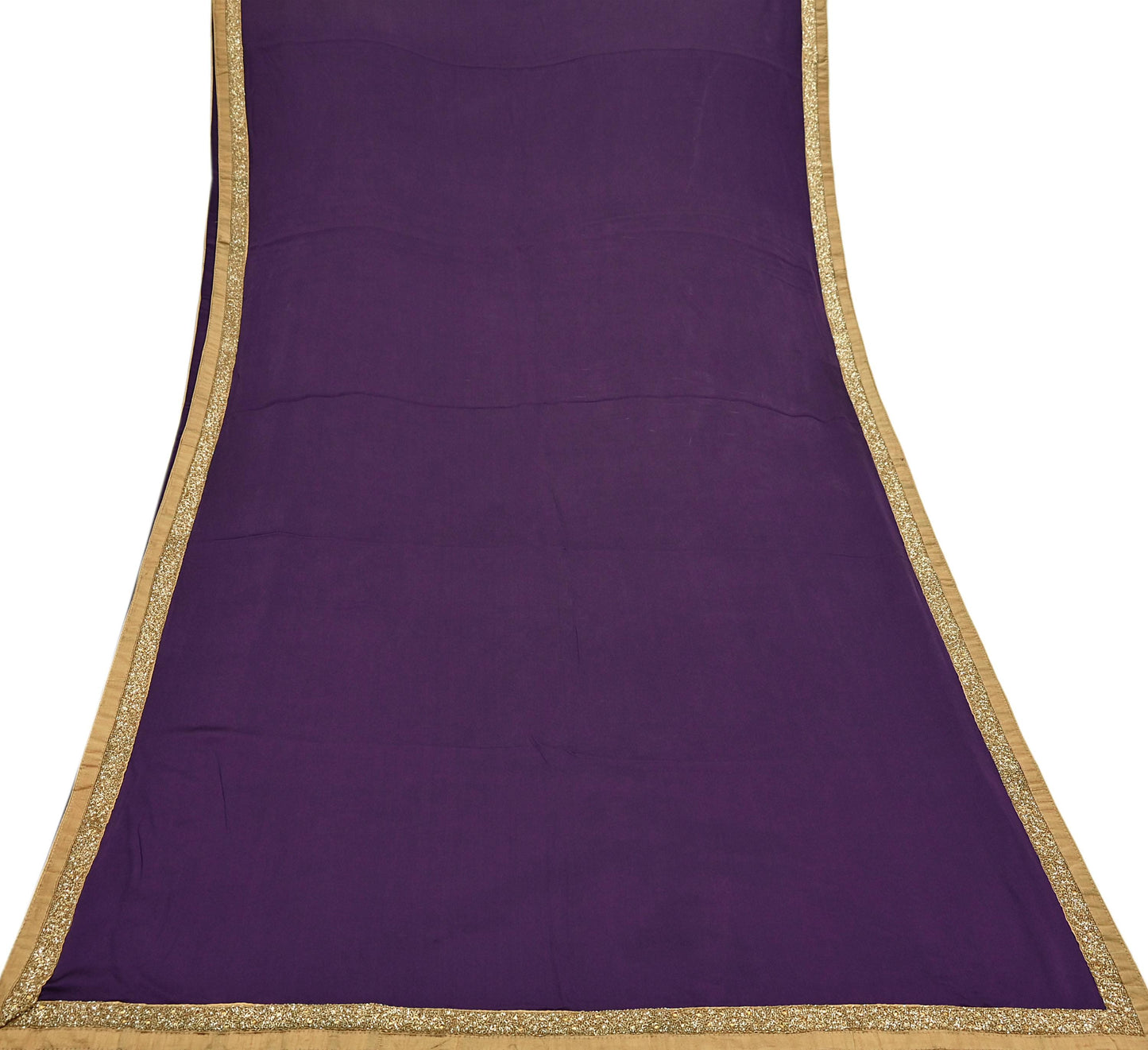 Rare Vintage Purple Pure Satin Silk Saree Hand Embroidered Fabric 6 Yards Sari Bollywood Party Wear Ethnic Designer Saree