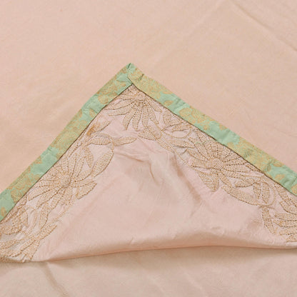 Rare Vintage Peach Pure Silk Saree Hand Embroidered Fabric 5.5 Yards Sari Bollywood Party Wear Ethnic Designer Saree