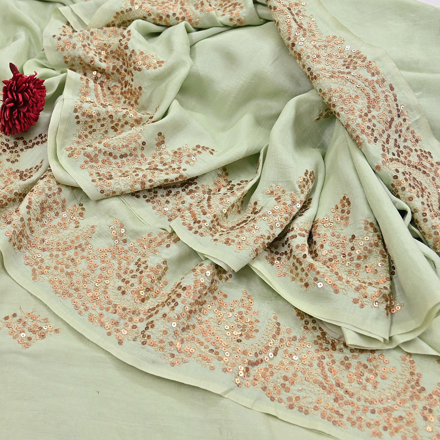 Rare Vintage Green Pure Silk Saree Hand Embroidered Designer Sabyasachi Sari 6 Yard Bollywood Party Wear