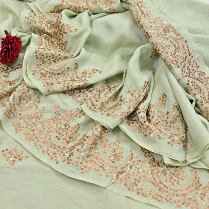 Rare Vintage Green Pure Silk Saree Hand Embroidered Designer Sabyasachi Sari 6 Yard Bollywood Party Wear