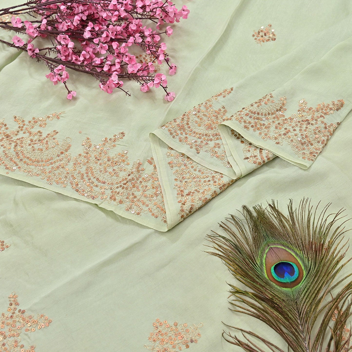 Rare Vintage Green Pure Silk Saree Hand Embroidered Designer Sabyasachi Sari 6 Yard Bollywood Party Wear