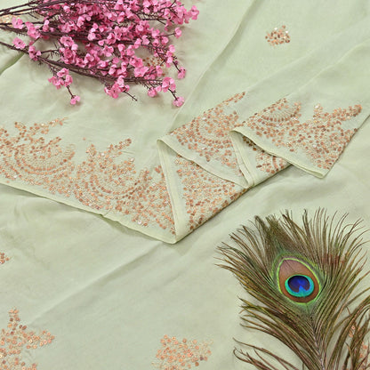 Rare Vintage Green Pure Silk Saree Hand Embroidered Designer Sabyasachi Sari 6 Yard Bollywood Party Wear