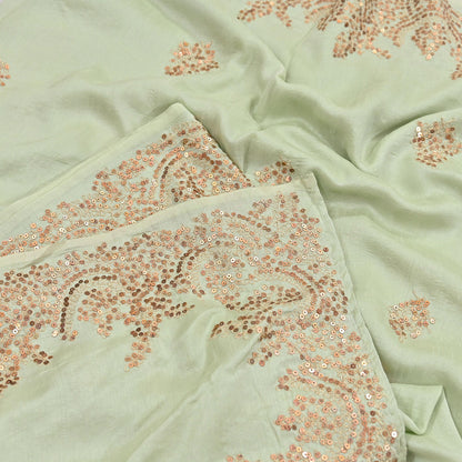 Rare Vintage Green Pure Silk Saree Hand Embroidered Designer Sabyasachi Sari 6 Yard Bollywood Party Wear