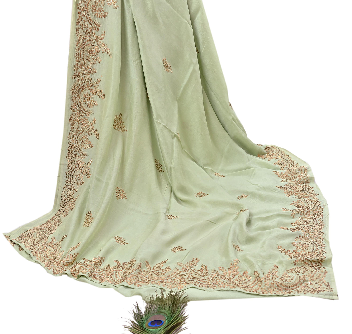 Rare Vintage Green Pure Silk Saree Hand Embroidered Designer Sabyasachi Sari 6 Yard Bollywood Party Wear
