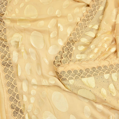 Rare Vintage Yellow Pure Chiffon Silk Saree Hand Embroidered Brasso Fabric 6 Yard Sari Bollywood Party Wear Ethnic Saree with Blouse Fabric