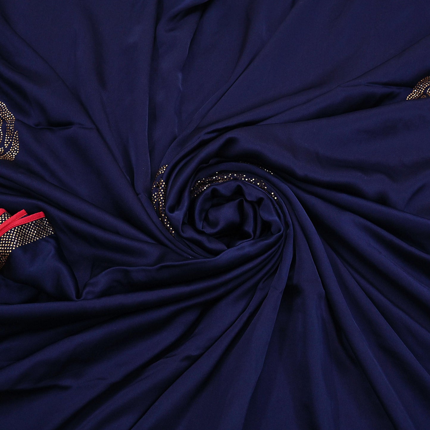 Rare Vintage Blue Pure Satin Silk Saree Hand Embroidered Fabric 6 Yards Sari Bollywood Party Wear Ethnic Designer Saree