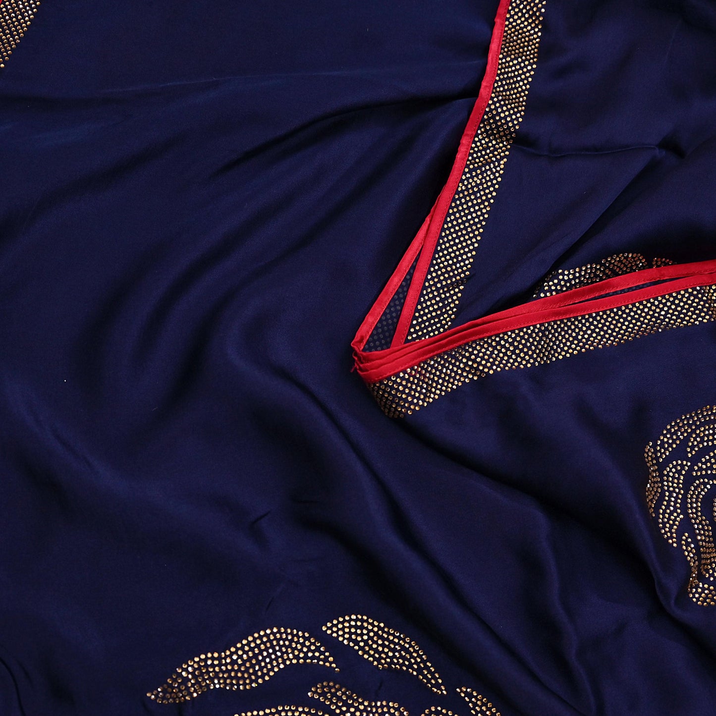 Rare Vintage Blue Pure Satin Silk Saree Hand Embroidered Fabric 6 Yards Sari Bollywood Party Wear Ethnic Designer Saree