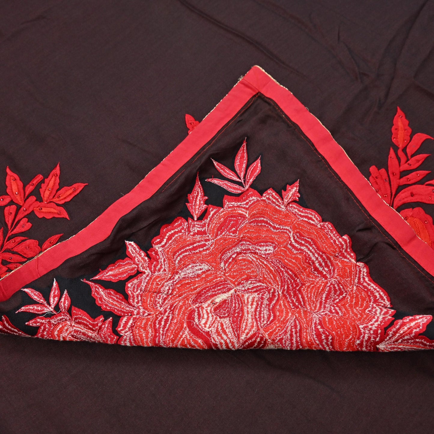 Indian Rare Vintage Zardozi Sarees Brown Pure Silk Hand Embroidered Sari Fabric 5.5 Yards Sewing Ethnic Mirror