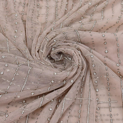 Vintage Pink Net Saree Heavy Hand Embroidery 6 Yards Soft Mesh Fabric Ideal for Crafting Wedding Wear Bollywood sarees