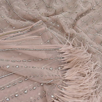 Vintage Pink Net Saree Heavy Hand Embroidery 6 Yards Soft Mesh Fabric Ideal for Crafting Wedding Wear Bollywood sarees