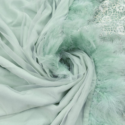 Vintage Green Satin Silk & Net Saree Heavy Hand Embroidery 5.5 Yards Soft Mesh Fabric Ideal for Crafting Wedding Wear Bollywood sarees