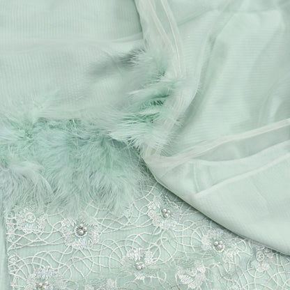 Vintage Green Satin Silk & Net Saree Heavy Hand Embroidery 5.5 Yards Soft Mesh Fabric Ideal for Crafting Wedding Wear Bollywood sarees